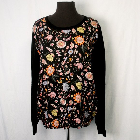 Black & Floral Sweater/Blouse - Picture 1 of 4